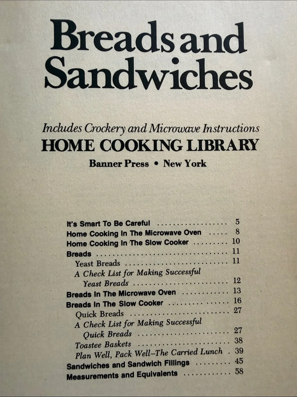 Vintage 1978 Breads & Sandwiches Cookbook Banner Press Retro Recipes